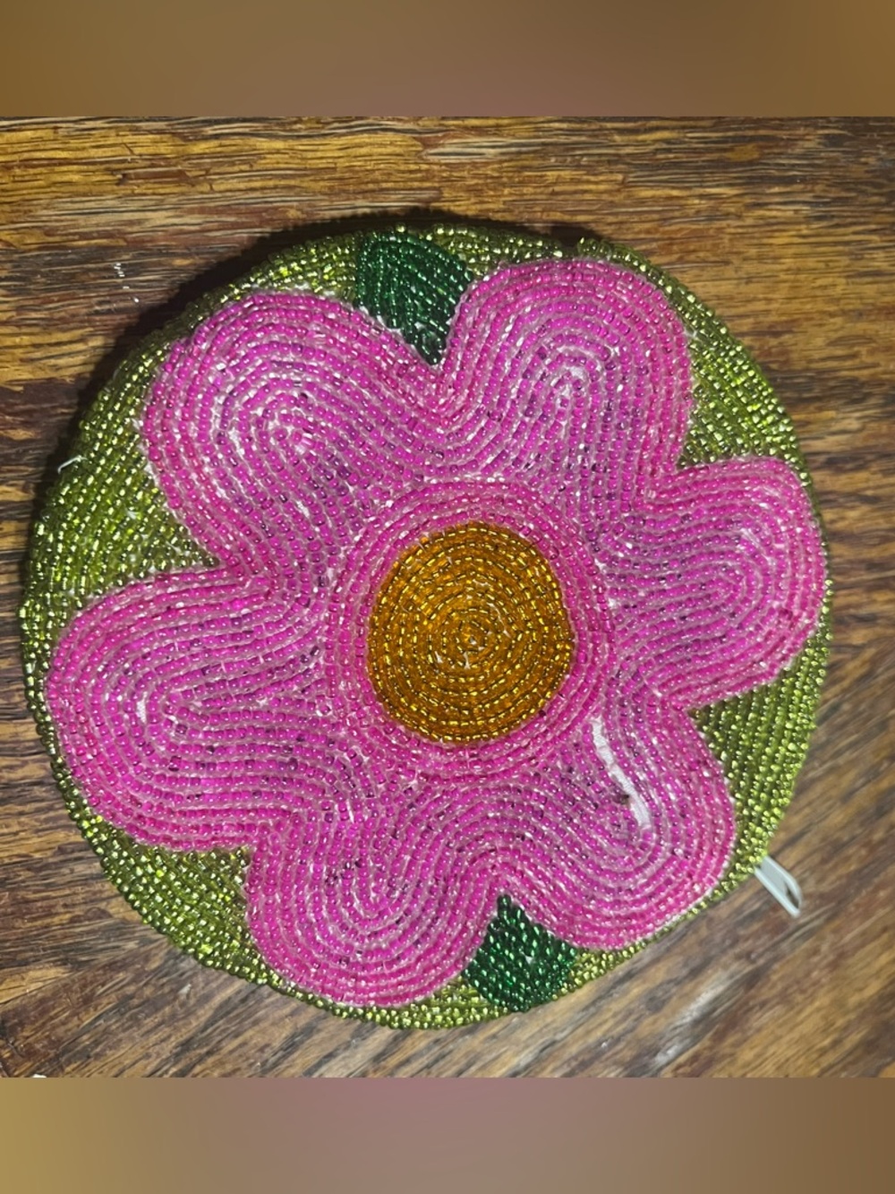 Beaded Pink Flower Coin Purse - Picture 2 of 6